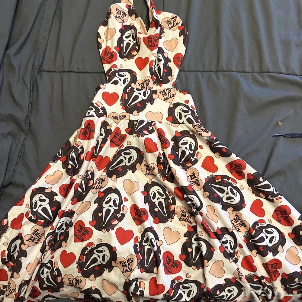 Girls Ghostface Print Dress - Size 9-10